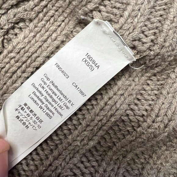 GAP Womens XS Ribbed Neck Taupe Gray Cape Sweater Oversized - Picture 6 of 8